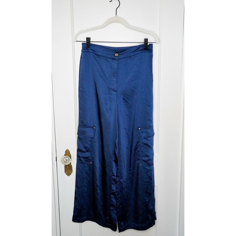 Michael Kors Satin Cargo Pants • Designer Luxe Utility Chic Sz S - Picture 4 of 9